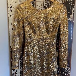 Women’s Guess sequined gold cocktail dress. Size 0